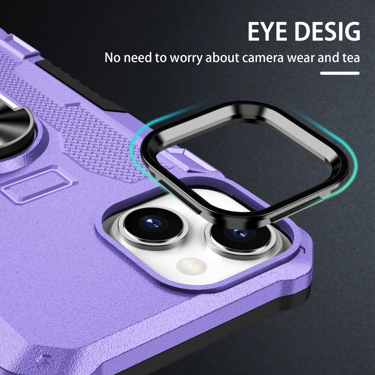 ELECTROPRIME For iPhone 15 Ring Holder Armor Hybrid Phone Case(Purple)