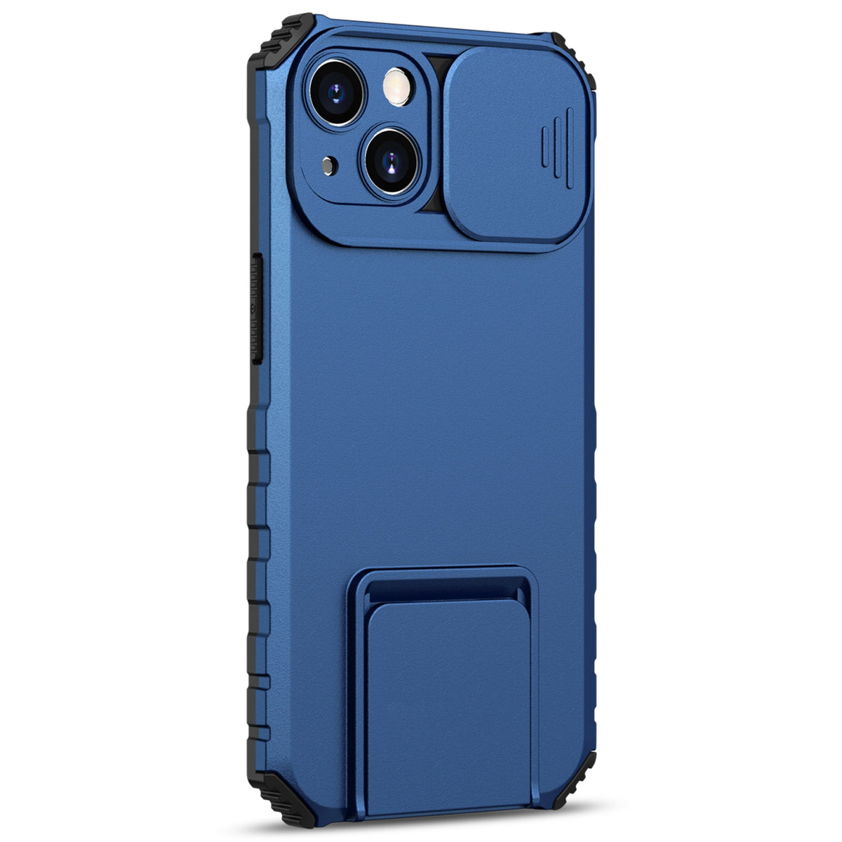ELECTROPRIME For iPhone 15 Plus Stereoscopic Holder Sliding Camshield Phone Case(Blue)