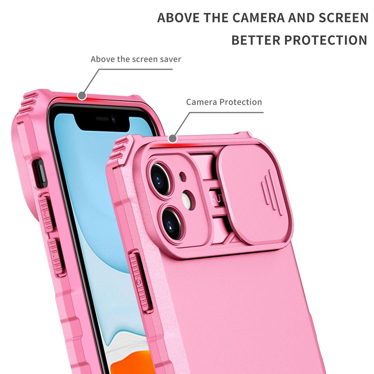 ELECTROPRIME For iPhone 15 Stereoscopic Holder Sliding Camshield Phone Case(Pink)