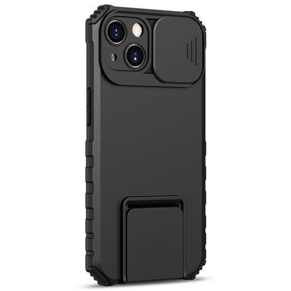 ELECTROPRIME For iPhone 15 Stereoscopic Holder Sliding Camshield Phone Case(Black)