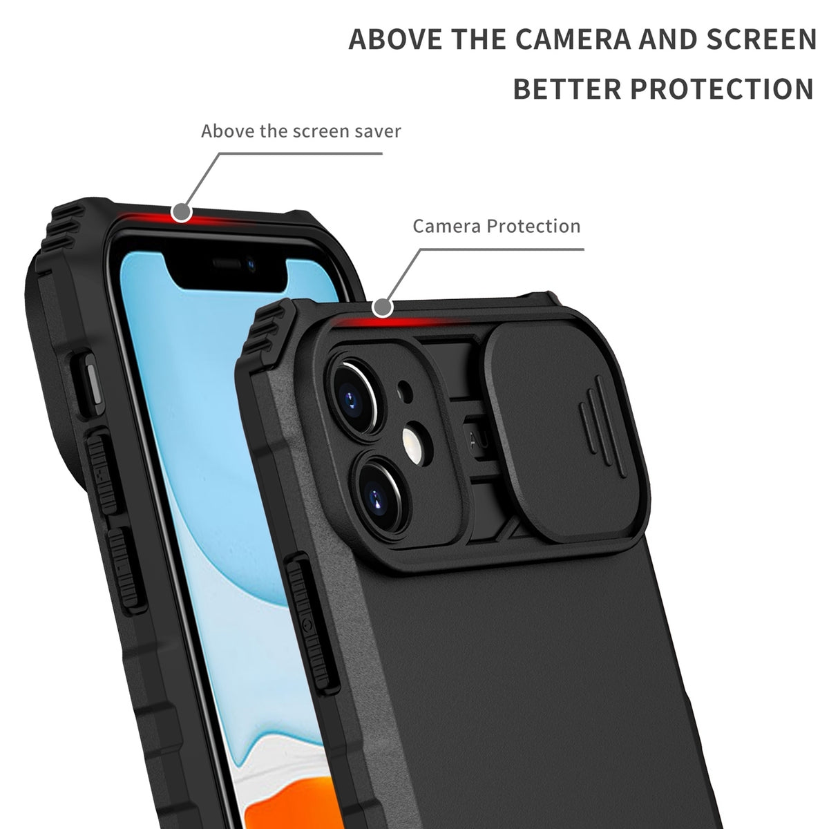 ELECTROPRIME For iPhone 15 Stereoscopic Holder Sliding Camshield Phone Case(Black)