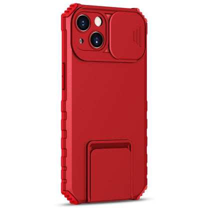 ELECTROPRIME For iPhone 15 Stereoscopic Holder Sliding Camshield Phone Case(Red)