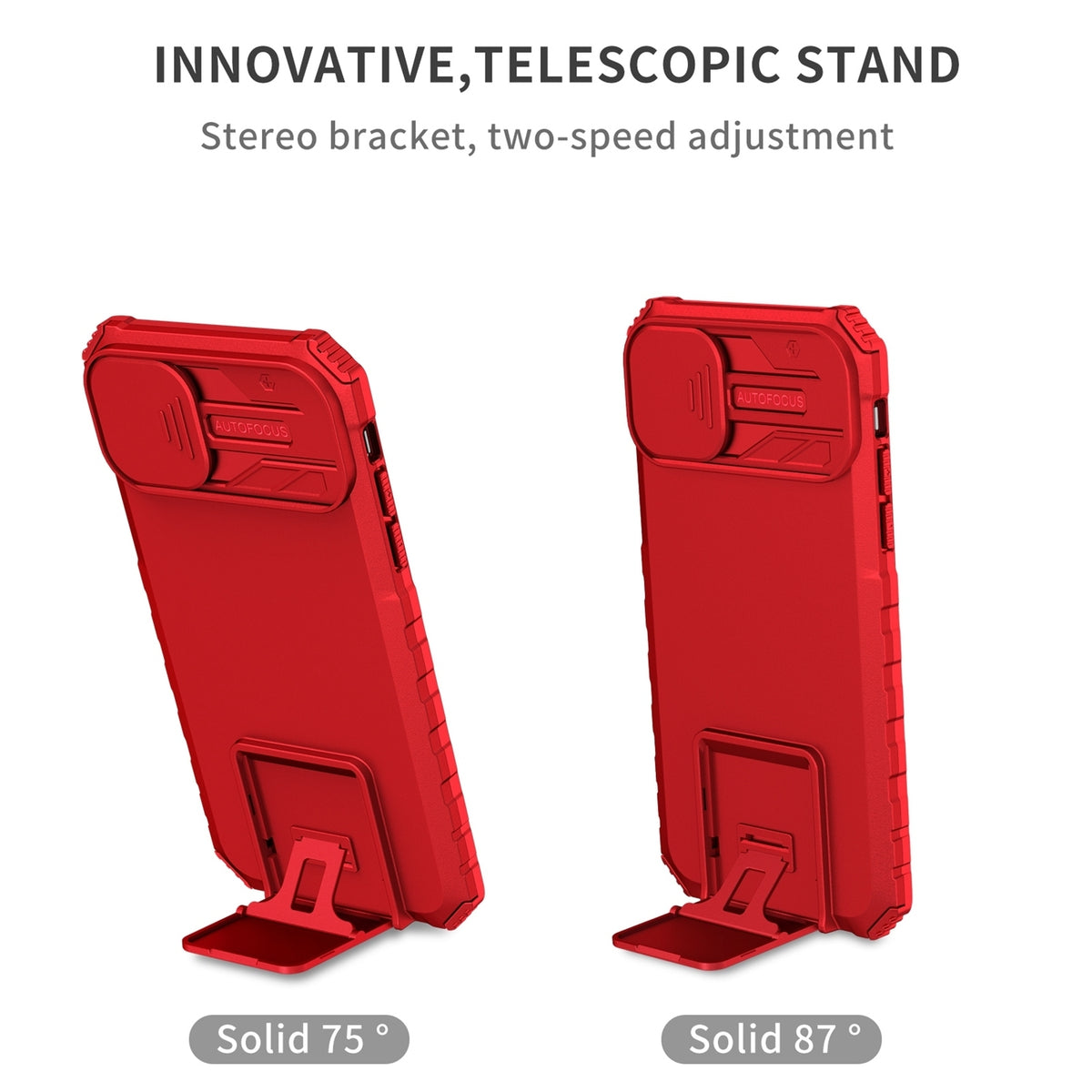 ELECTROPRIME For iPhone 15 Stereoscopic Holder Sliding Camshield Phone Case(Red)
