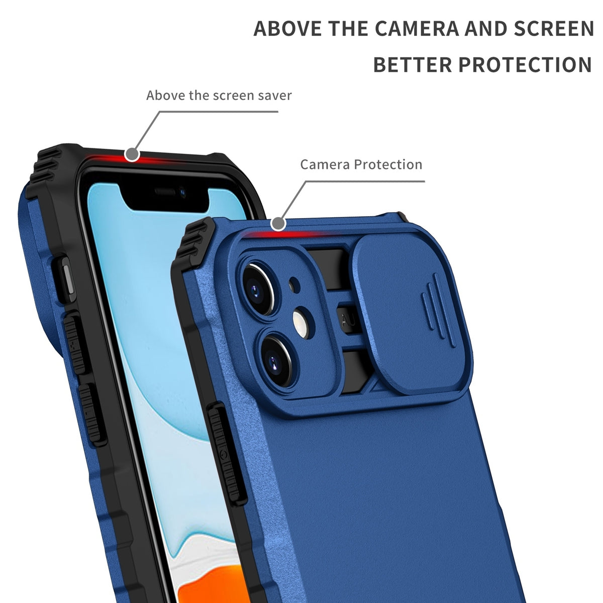 ELECTROPRIME For iPhone 15 Stereoscopic Holder Sliding Camshield Phone Case(Blue)