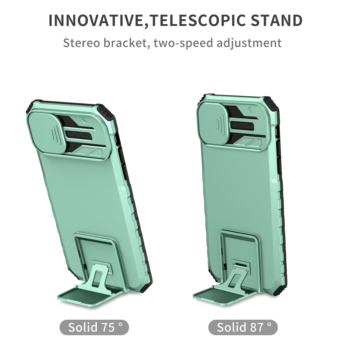 ELECTROPRIME For iPhone 15 Stereoscopic Holder Sliding Camshield Phone Case(Light Blue)