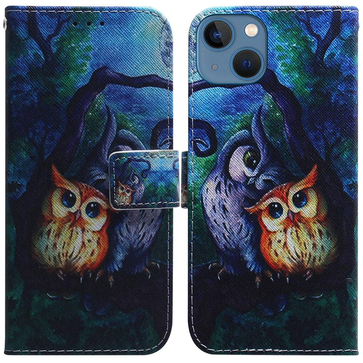 ELECTROPRIME For iPhone 15 Plus Coloured Drawing Flip Leather Phone Case(Oil Painting Owl)