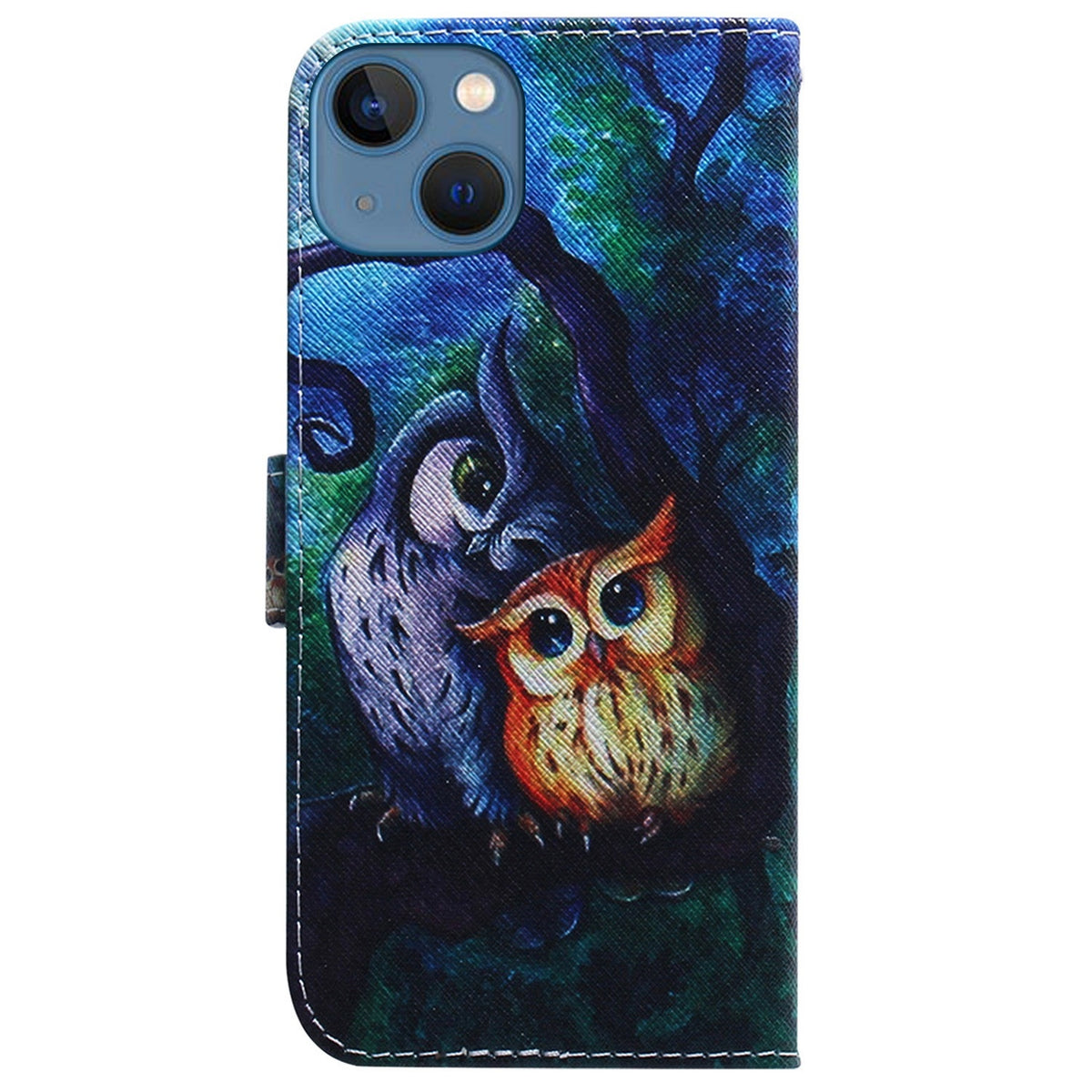 ELECTROPRIME For iPhone 15 Plus Coloured Drawing Flip Leather Phone Case(Oil Painting Owl)