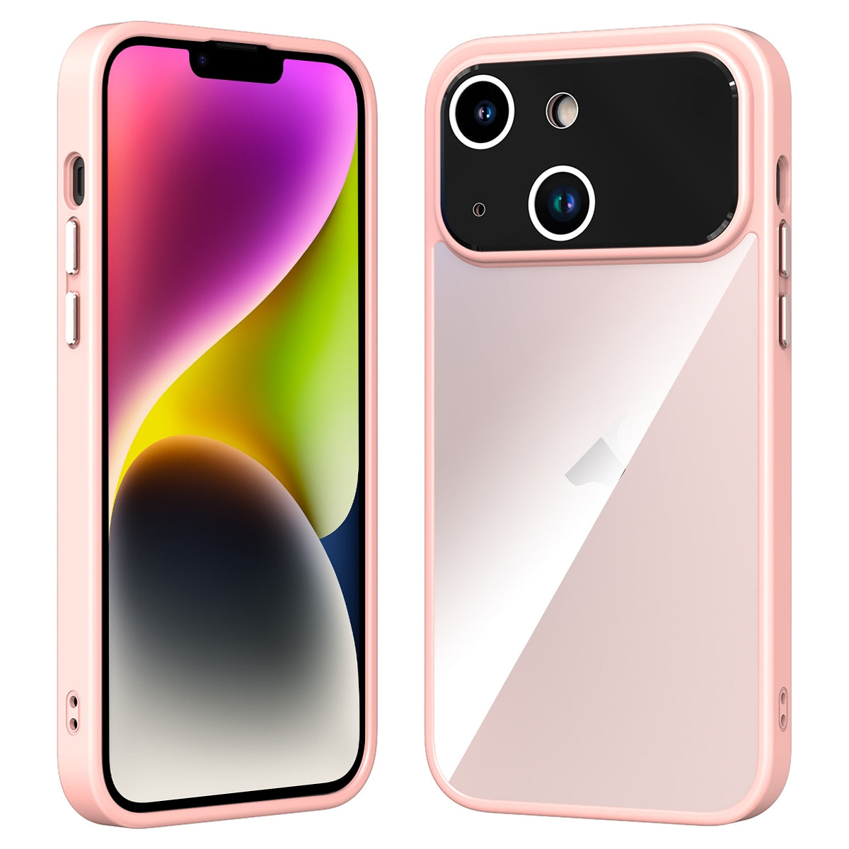 ELECTROPRIME For iPhone 15 Large Window Acrylic + TPU Phone Case(Light Pink)