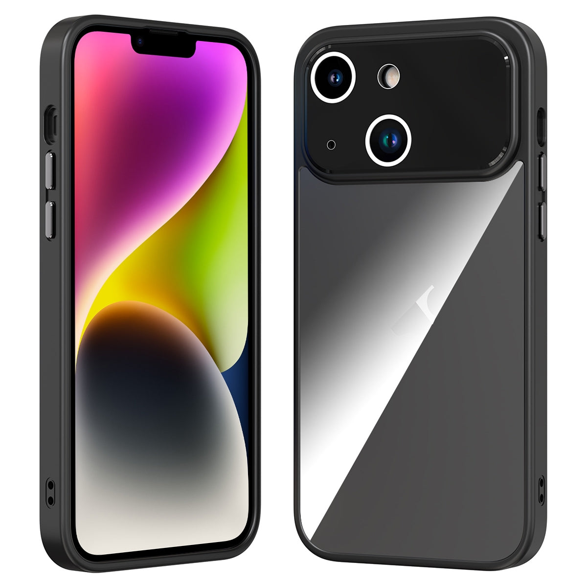 ELECTROPRIME For iPhone 15 Large Window Acrylic + TPU Phone Case(Black)