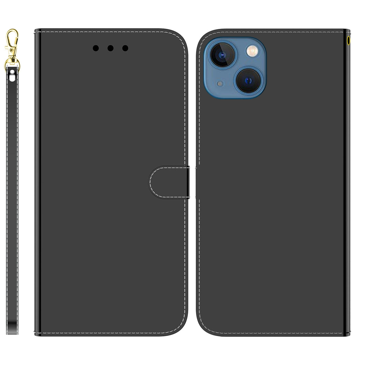 ELECTROPRIME For iPhone 15 Imitated Mirror Surface Leather Phone Case(Black)