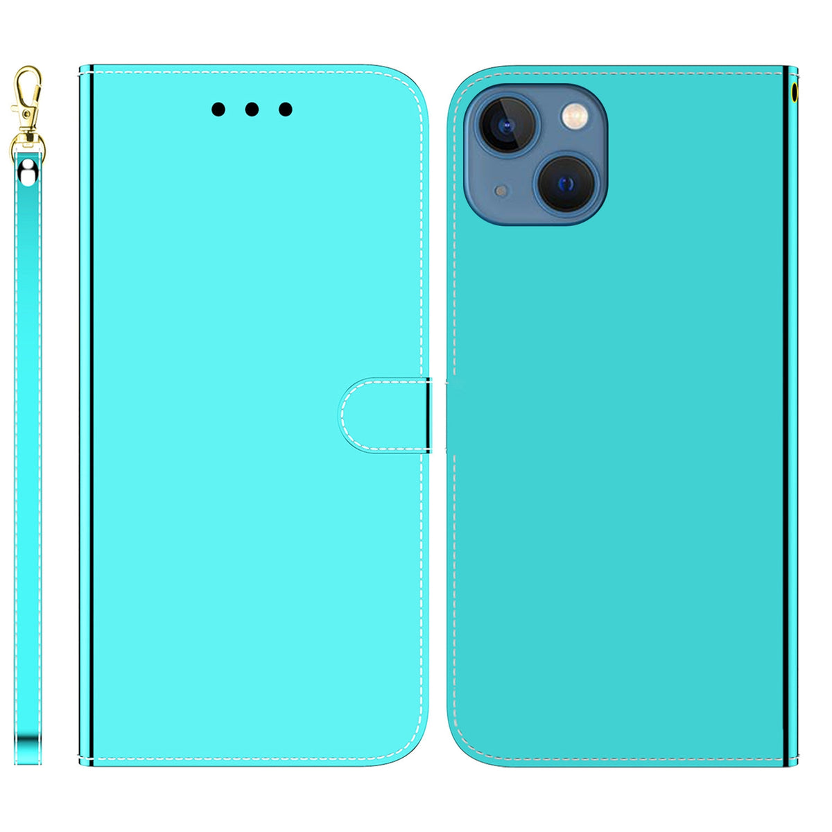 ELECTROPRIME For iPhone 15 Imitated Mirror Surface Leather Phone Case(Mint Green)
