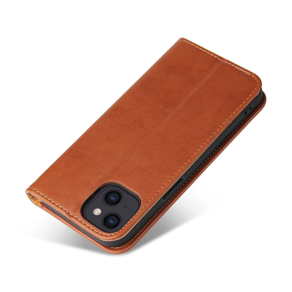 ELECTROPRIME For iPhone 15 Plus Fierre Shann PU Genuine Leather Texture Phone Case(Brown)