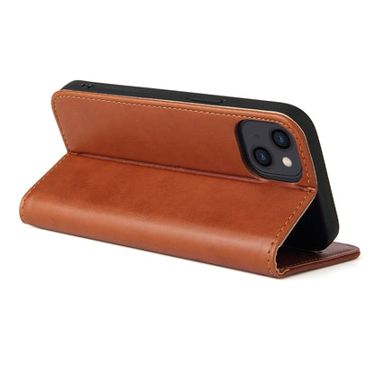 ELECTROPRIME For iPhone 15 Plus Fierre Shann PU Genuine Leather Texture Phone Case(Brown)