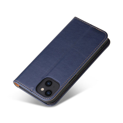 ELECTROPRIME For iPhone 15 Fierre Shann PU Genuine Leather Texture Phone Case(Blue)