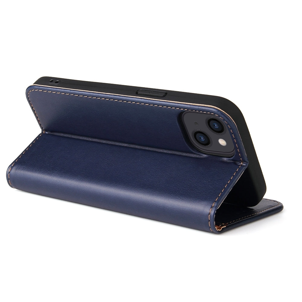 ELECTROPRIME For iPhone 15 Fierre Shann PU Genuine Leather Texture Phone Case(Blue)