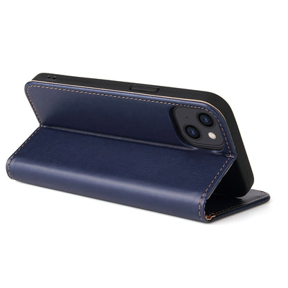 ELECTROPRIME For iPhone 15 Fierre Shann PU Genuine Leather Texture Phone Case(Blue)