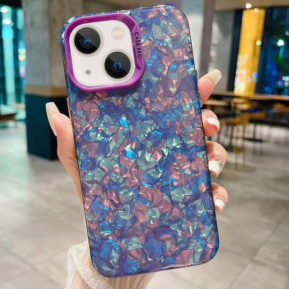 ELECTROPRIME For iPhone 15 Plus IMD Shell Texture TPU + Acrylic Phone Case(Purple)