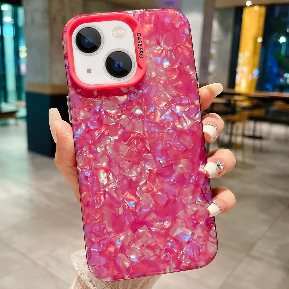 ELECTROPRIME For iPhone 15 IMD Shell Texture TPU + Acrylic Phone Case(Rose Red)