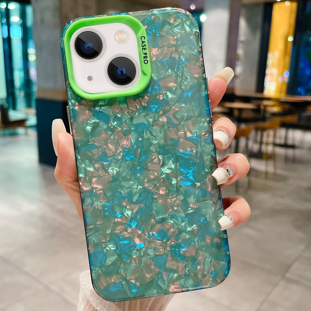 ELECTROPRIME For iPhone 15 IMD Shell Texture TPU + Acrylic Phone Case(Green)