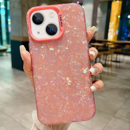 ELECTROPRIME For iPhone 15 IMD Shell Texture TPU + Acrylic Phone Case(Pink)