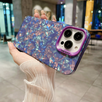 ELECTROPRIME For iPhone 15 Plus IMD Shell Texture TPU + Acrylic Phone Case(Purple)