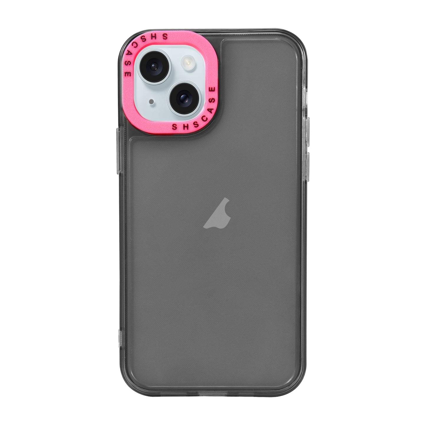 ELECTROPRIME For iPhone 15 Color Contrast Lens Frame Transparent TPU Phone Case(Black + Rose Red)