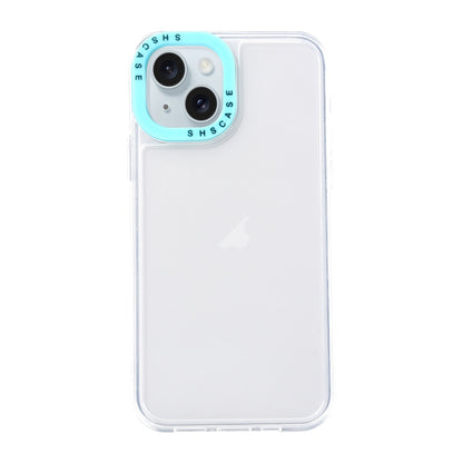 ELECTROPRIME For iPhone 15 Color Contrast Lens Frame Transparent TPU Phone Case(Transparent + Sky Blue)