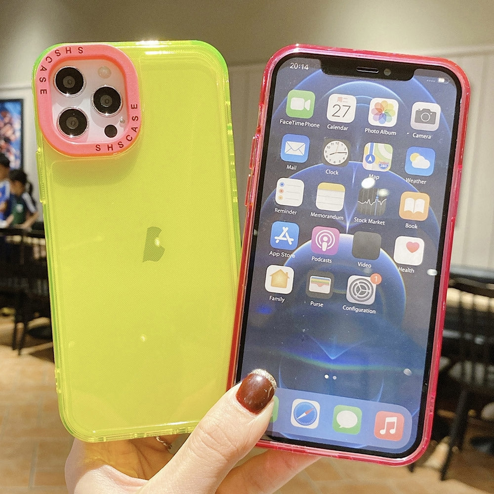 ELECTROPRIME For iPhone 15 Plus Color Contrast Lens Frame Transparent TPU Phone Case(Transparent + Rose Red)