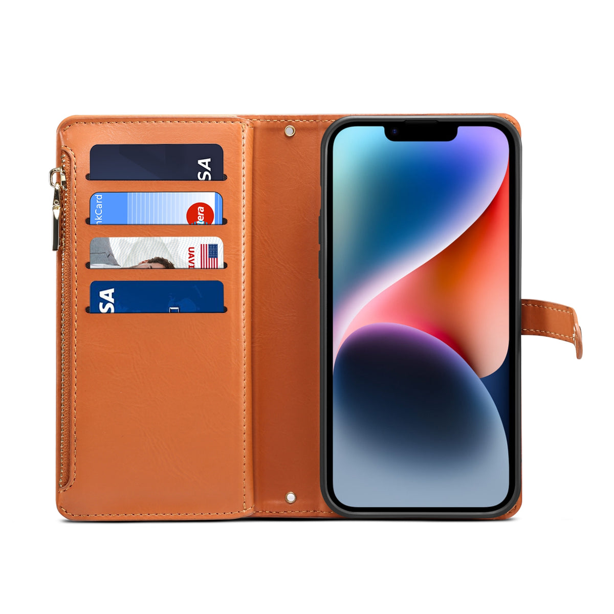 ELECTROPRIME For iPhone 15 Plus ESEBLE Star Series Lanyard Zipper Wallet RFID Leather Case(Brown)