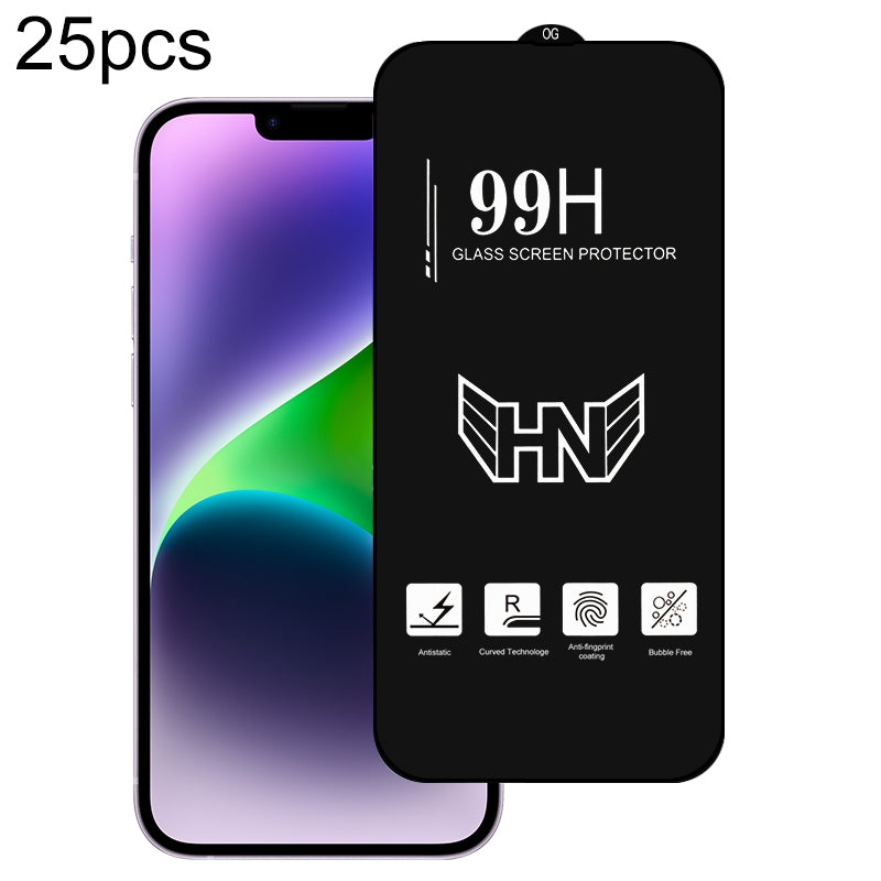ELECTROPRIME For iPhone 15 Plus 25pcs High Aluminum Large Arc Full Screen Tempered Glass Film