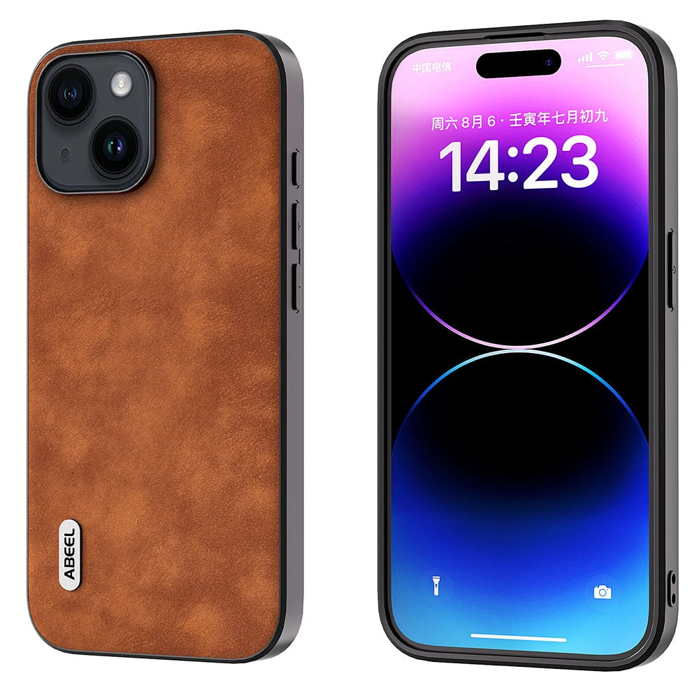 ELECTROPRIME For iPhone 15 ABEEL Morocco Texture PU Phone Case(Brown)