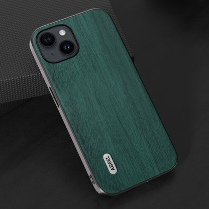 ELECTROPRIME For iPhone 15 ABEEL Wood Texture PU Phone Case(Green)