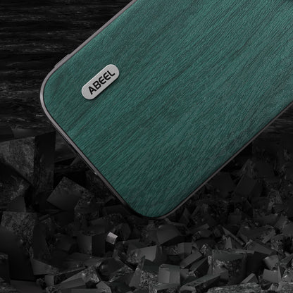 ELECTROPRIME For iPhone 15 ABEEL Wood Texture PU Phone Case(Green)