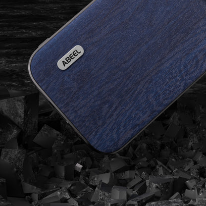 ELECTROPRIME For iPhone 15 ABEEL Wood Texture PU Phone Case(Blue)