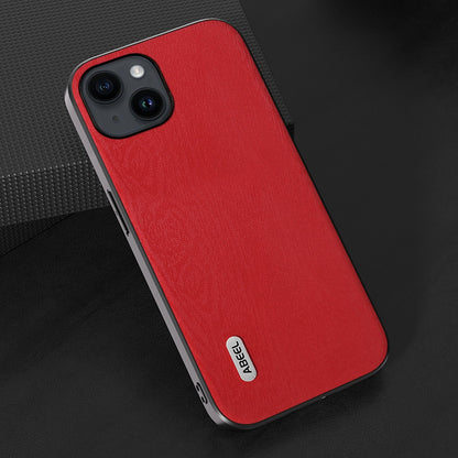 ELECTROPRIME For iPhone 15 ABEEL Wood Texture PU Phone Case(Red)
