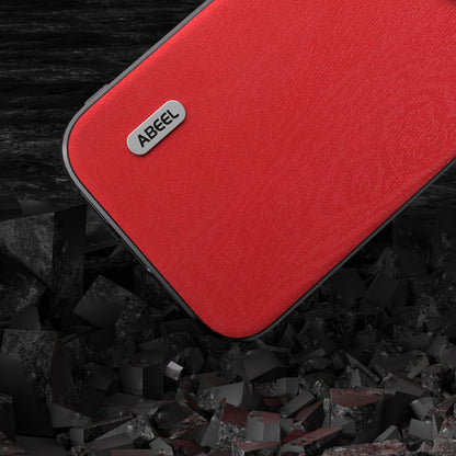ELECTROPRIME For iPhone 15 ABEEL Wood Texture PU Phone Case(Red)