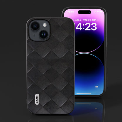 ELECTROPRIME For iPhone 15 ABEEL Weave Plaid PU Phone Case(Black)