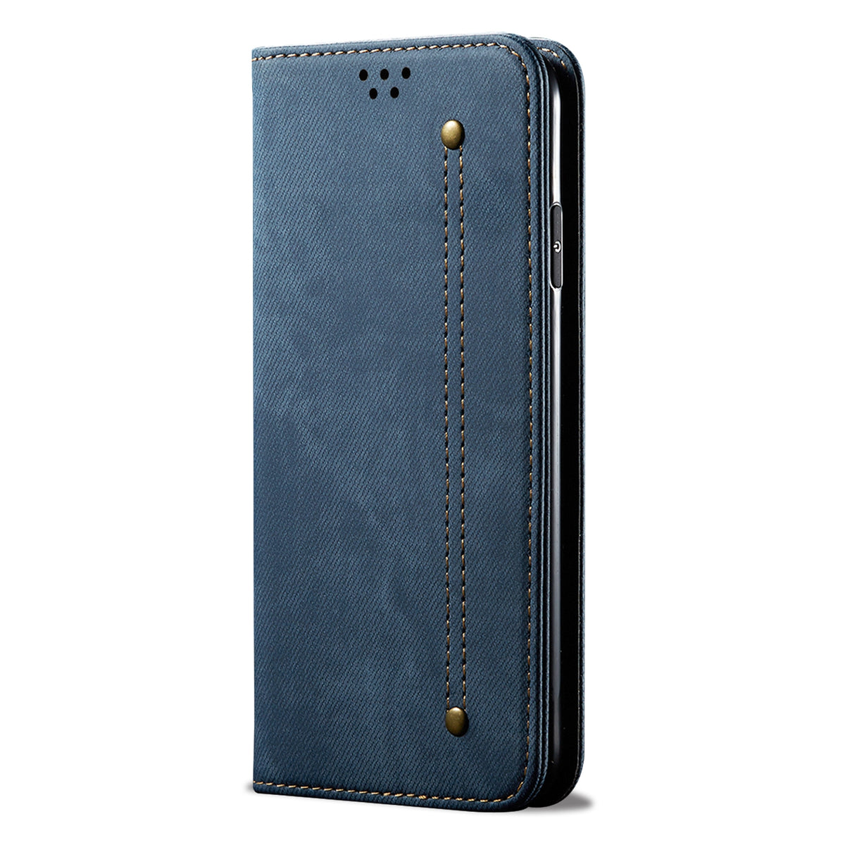 ELECTROPRIME For iPhone 15 Plus Denim Texture Casual Style Horizontal Flip Leather Case(Blue)