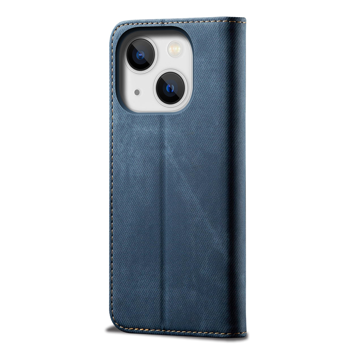 ELECTROPRIME For iPhone 15 Plus Denim Texture Casual Style Horizontal Flip Leather Case(Blue)