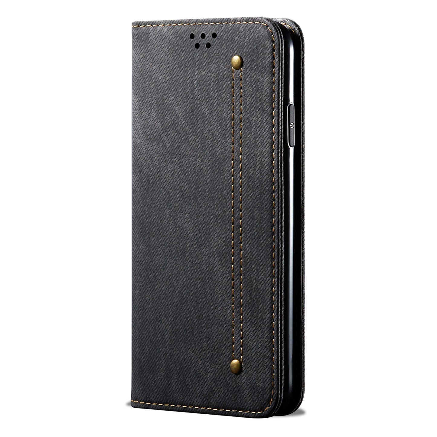 ELECTROPRIME For iPhone 15 Denim Texture Casual Style Horizontal Flip Leather Case(Black)