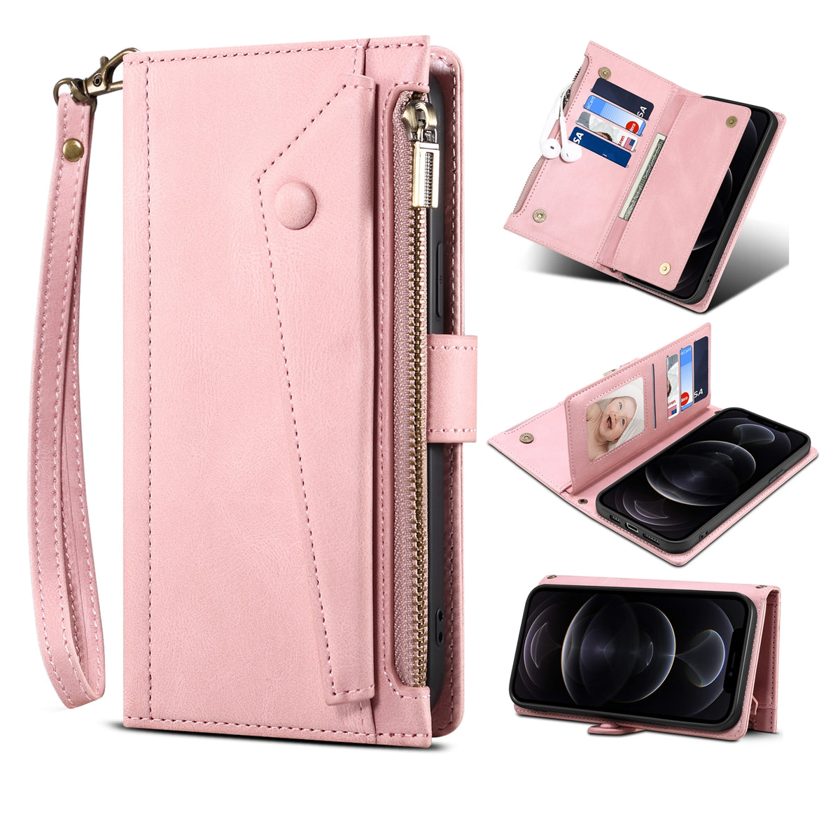 ELECTROPRIME For iPhone 15 Plus ESEBLE Retro Frosted RFID Flip Leather Phone Case(Rose Gold)