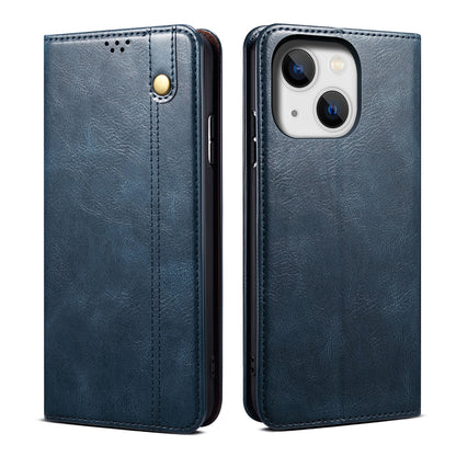 ELECTROPRIME For iPhone 15 Plus Oil Wax Crazy Horse Texture Leather Phone Case(Blue)