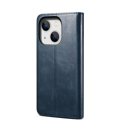 ELECTROPRIME For iPhone 15 Plus Oil Wax Crazy Horse Texture Leather Phone Case(Blue)