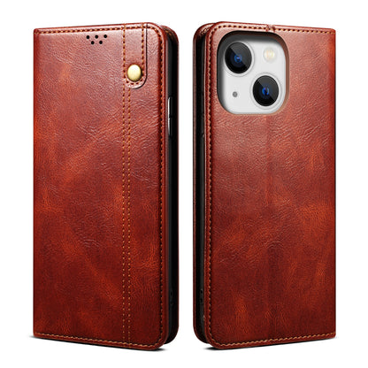 ELECTROPRIME For iPhone 15 Oil Wax Crazy Horse Texture Leather Phone Case(Brown)
