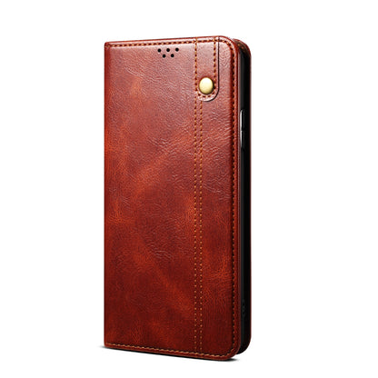 ELECTROPRIME For iPhone 15 Oil Wax Crazy Horse Texture Leather Phone Case(Brown)