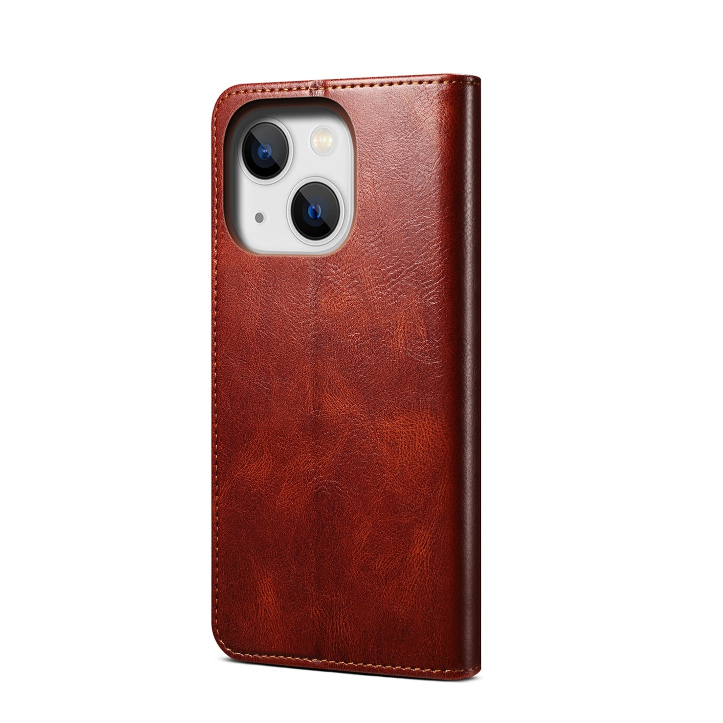 ELECTROPRIME For iPhone 15 Oil Wax Crazy Horse Texture Leather Phone Case(Brown)
