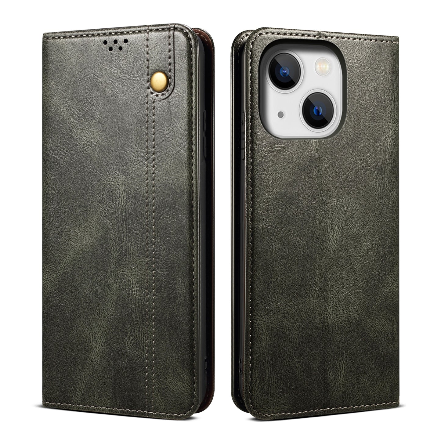 ELECTROPRIME For iPhone 15 Oil Wax Crazy Horse Texture Leather Phone Case(Green)