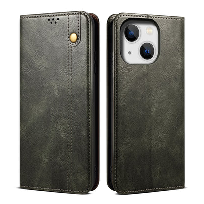 ELECTROPRIME For iPhone 15 Oil Wax Crazy Horse Texture Leather Phone Case(Green)