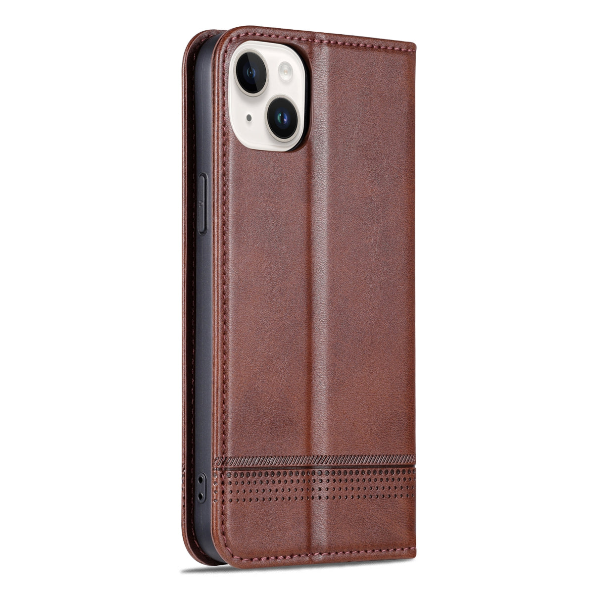 ELECTROPRIME For iPhone 15 Plus AZNS Magnetic Calf Texture Leather Phone Case(Dark Brown)