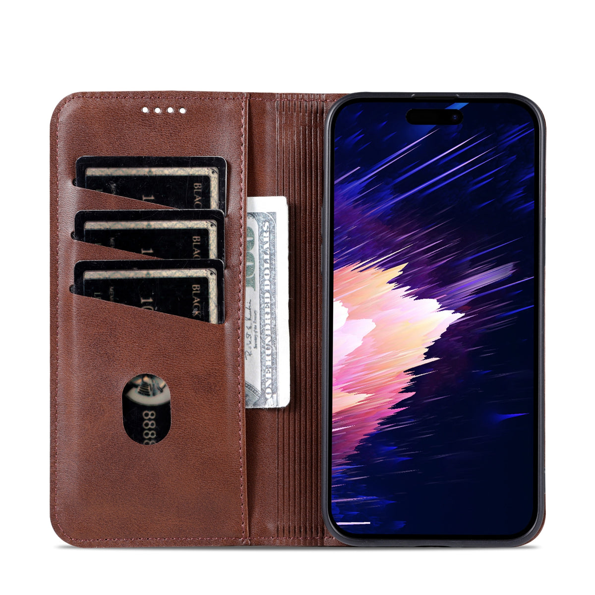 ELECTROPRIME For iPhone 15 Plus AZNS Magnetic Calf Texture Leather Phone Case(Dark Brown)